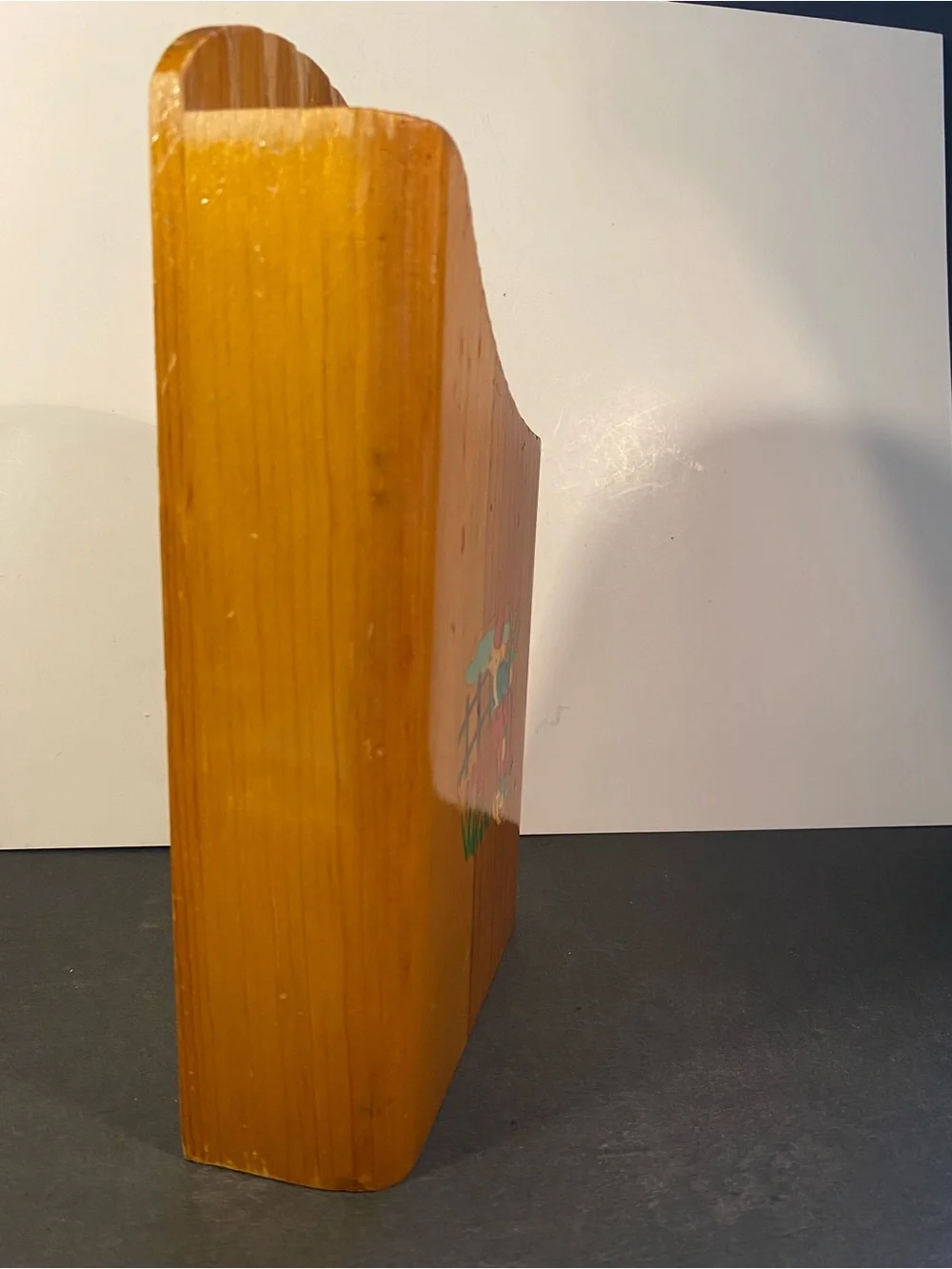Vintage Hand-Painted Wooden Wall Hanging Knife Block with Dutch Girl Motif